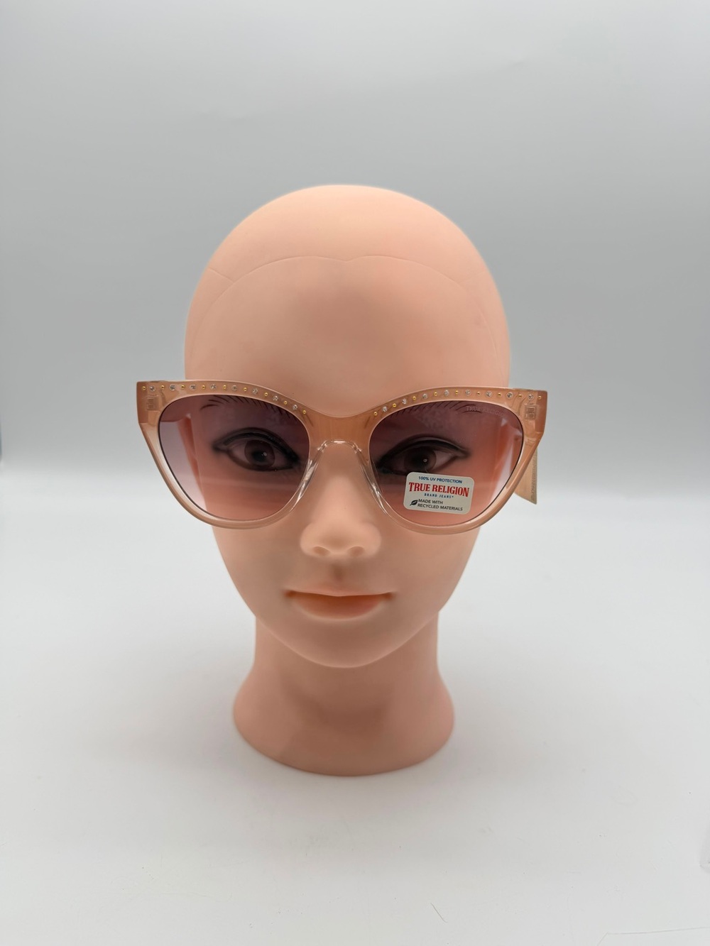True Religion Pink Gradient Cat-Eye Sunglasses with Stud Detail